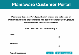 Planisware Customer Portal login page